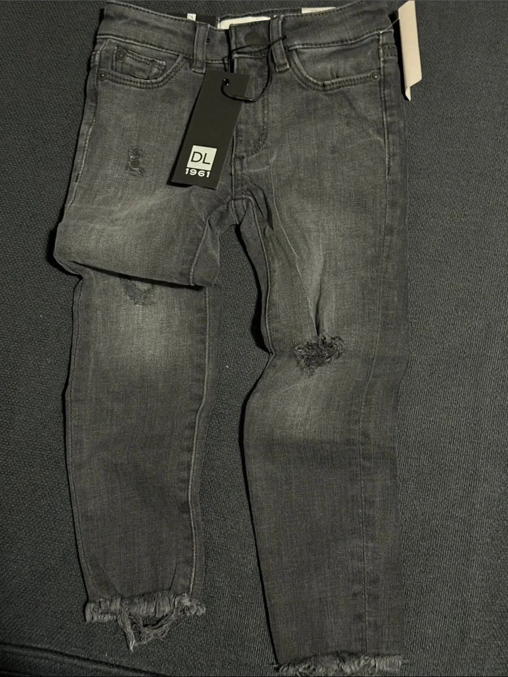 DL1961 Kids Distressed Skinny Jeans - Charcoal Gray